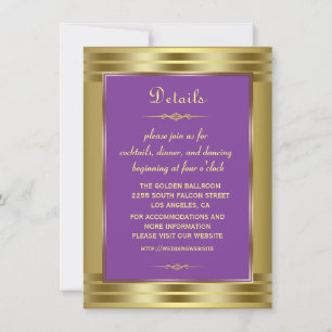 Royal Purple and Gold Baby Wedding Details Invitation