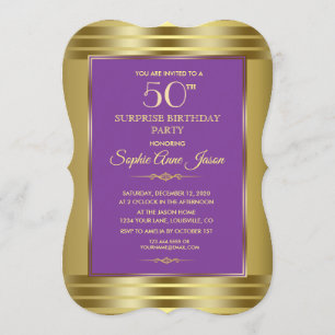 Royal Purple and Gold Birthday Party Invite