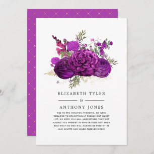 Royal Purple and Gold Floral Wedding Guest List Announcement