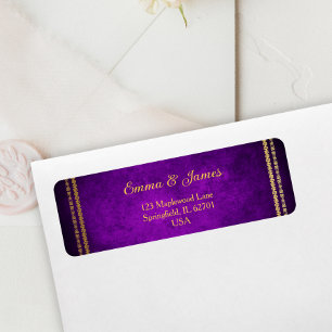 Royal Purple and Gold Frame Wedding Return Address Label