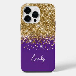 Royal Purple and Gold Glitter Glam iPhone 14 Pro Max Case