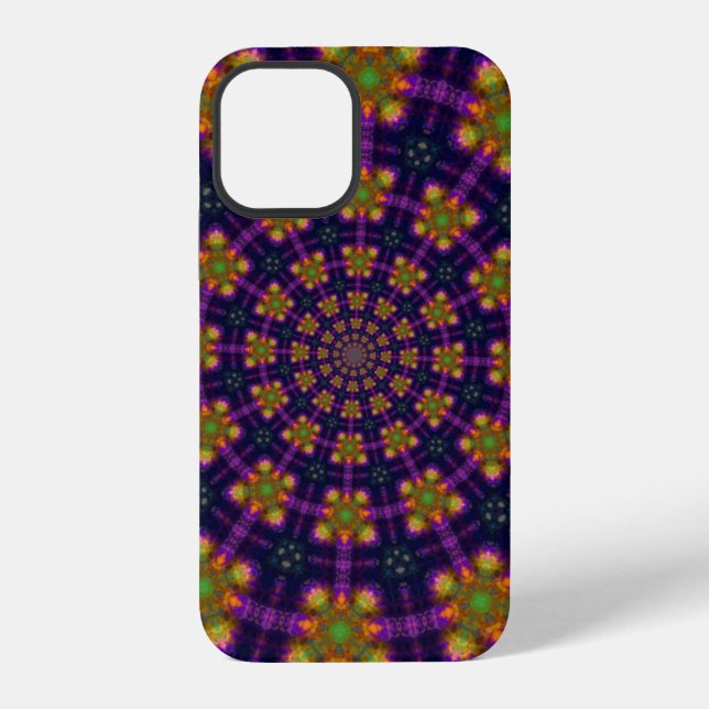Royal Purple and Gold Kaleidoscope Pattern iPhone Case (Back)