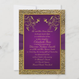 Royal Purple and Gold Monogram Wedding Invitation | Zazzle