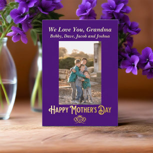 Royal Purple and Gold Mother's Day For Grandma Foil Holiday Card