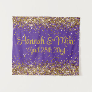 Royal Purple and Gold Wedding Photo Booth Prop Tapestry