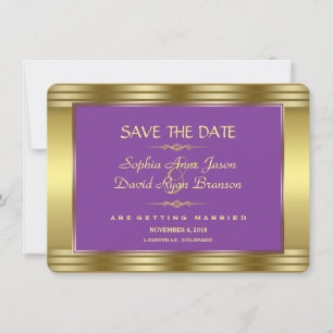 Royal Purple and Gold Wedding Save the Date