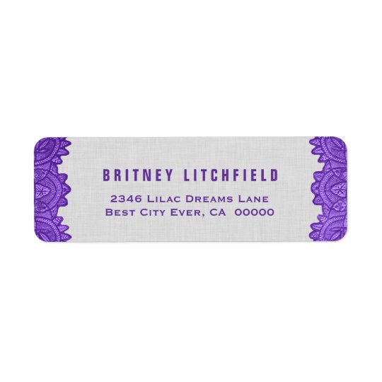 Royal Purple and Silver Antique Lace Background V2 Return Address Label