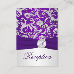 Royal Purple and Silver Damask Enclosure Card