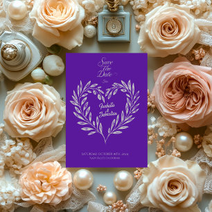 Royal Purple and Silver Save the Date Invitation