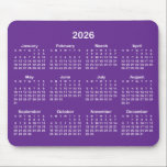 Royal Purple and White 2026 Calendar Mouse Pad<br><div class="desc">Looking for a sleek and stylish way to keep track of your days? Check out this hot pink and white 2026 calendar mousepad! It makes a great gift for anyone who loves to stay organized. Plus, it's a great way to show off your personality and make your desk look unique...</div>