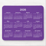 Royal Purple and White 2026 Calendar Mouse Pad<br><div class="desc">Looking for a sleek and stylish way to keep track of your days? Check out this hot pink and white 2026 calendar mousepad! It makes a great gift for anyone who loves to stay organized. Plus, it's a great way to show off your personality and make your desk look unique...</div>
