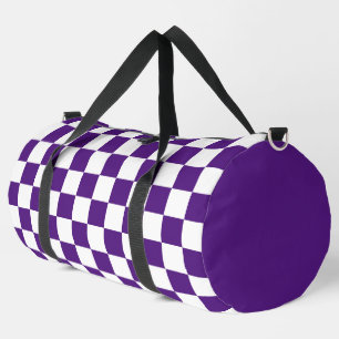 Royal Purple and White Chequered pattern Duffle Bag