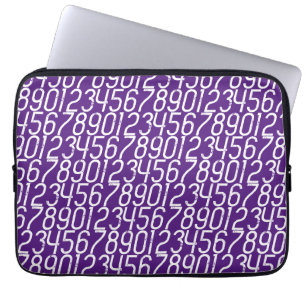 Royal Purple and white. Numbers Math. Laptop Sleeve