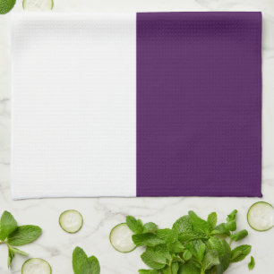 Royal Purple and White Rectangles Tea Towel