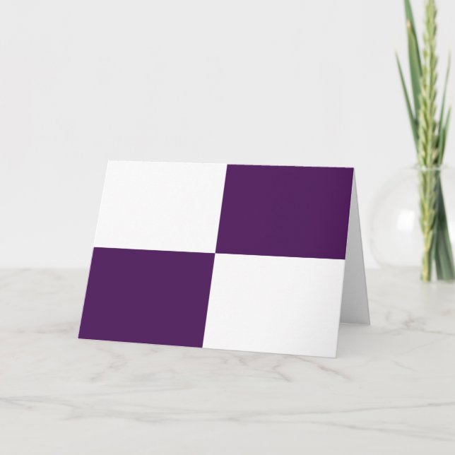 Royal Purple and White Rectangles Thank You Card (Front)