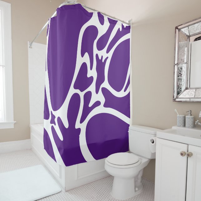 Royal purple and White Shower Curtain (In Situ)