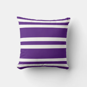 Royal Purple and White Stripe Cushion