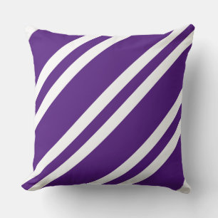 Royal Purple and White Stripe Throw Pillow