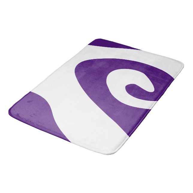Royal Purple and White Swirl Wave Bath Mat (Angled)