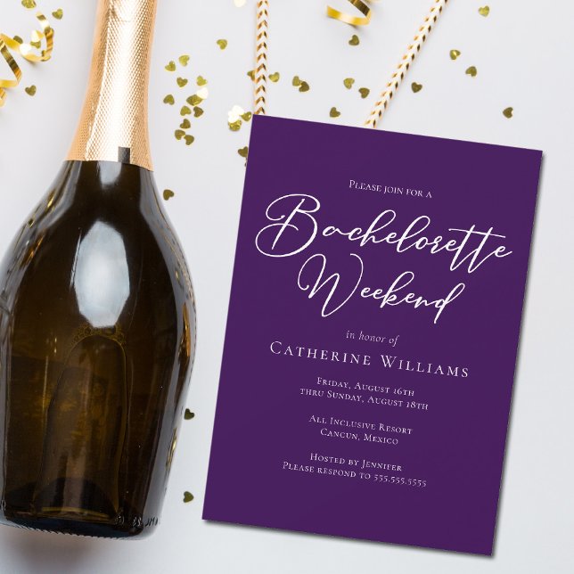 Royal Purple Bachelorette Weekend Minimalist Invitation (Creator Uploaded)
