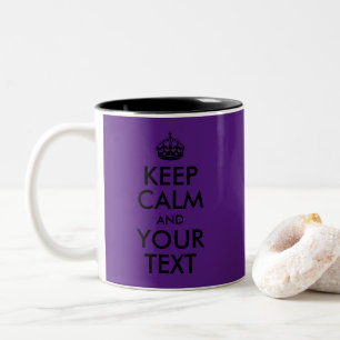 Royal Purple Background Keep Calm and Your Text Two-Tone Coffee Mug