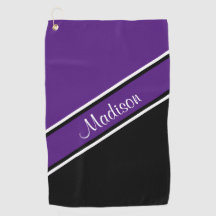 Royal Purple Black Diagonal Stripe Script Name