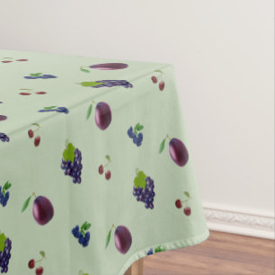 Royal Purple Blueberries, Grapes on Laurel Green Tablecloth