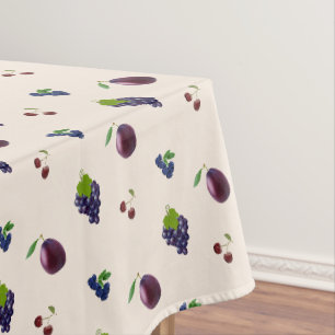Royal Purple Blueberries, Grapes on Light Beige Tablecloth