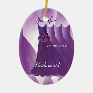 ROYAL PURPLE Bridesmaid Thank You Wedding Ceramic Ornament