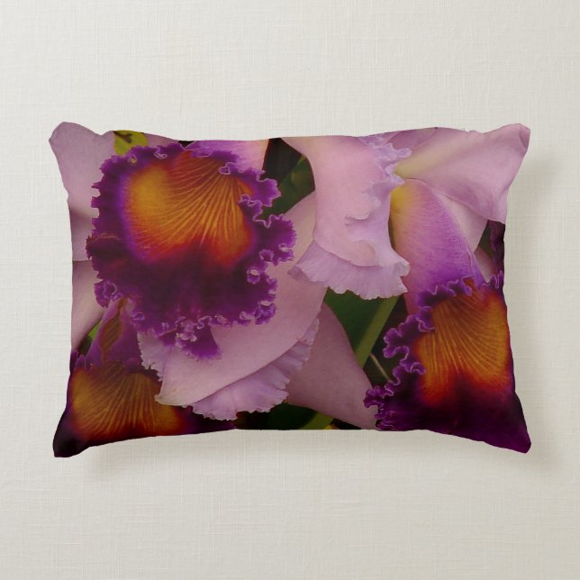 Royal Purple Cattleya Orchid Decorative Cushion (Front)