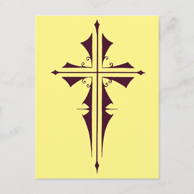 Royal Purple Christian Cross Art Postcard (Front)