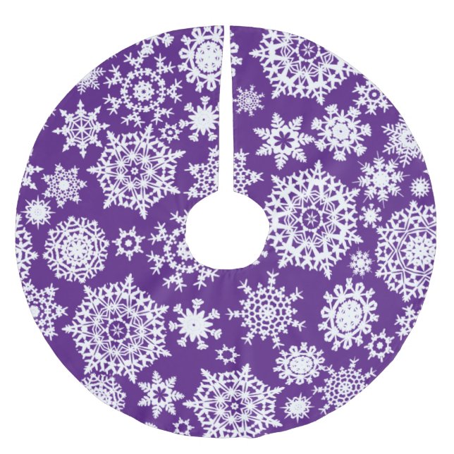 Royal Purple Christmas Snowflake Pattern Brushed Polyester Tree Skirt (Front)