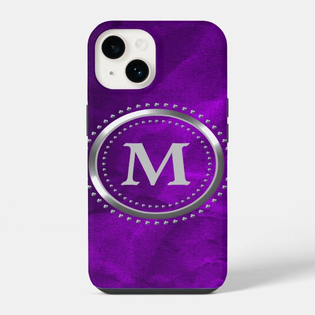 Royal Purple Chrome Monogram iPhone Case (Back)