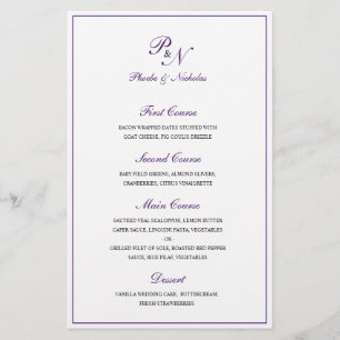 Royal Purple Classic Elegant Wedding Menu