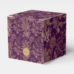 Royal Purple Damask Monogram Wedding Favour Box