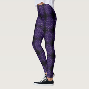 Royal Purple Dark Abstract Pattern Geometric Leggings