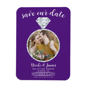 Royal Purple Diamond Ring Photo Save the Date Magnet