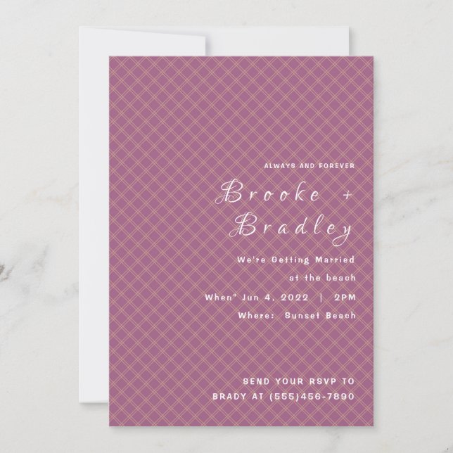 Royal Purple Diamond Wedding Invitation (Front)
