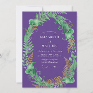 Royal Purple Fern Wedding Invitation