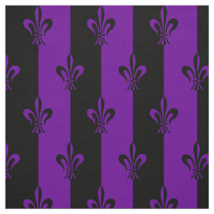 Royal Purple Fleur De Lis Lily Flower Pattern Fabric