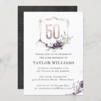 Royal Purple | Floral Ornate Foil Frame Birthday
