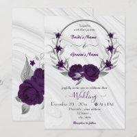 royal purple flowers silver wreath wedding