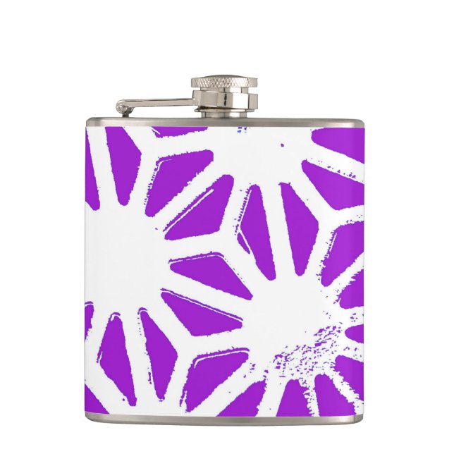 Royal purple geometric pattern hip flask (Front)