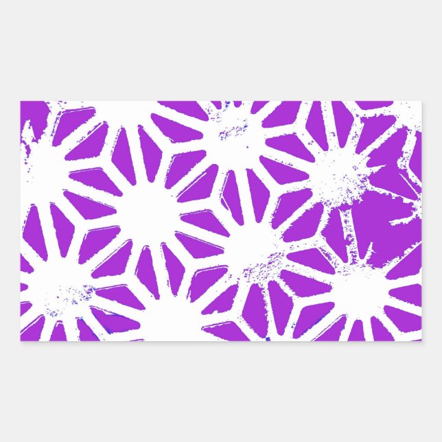 Royal purple geometric pattern rectangular sticker (Front)
