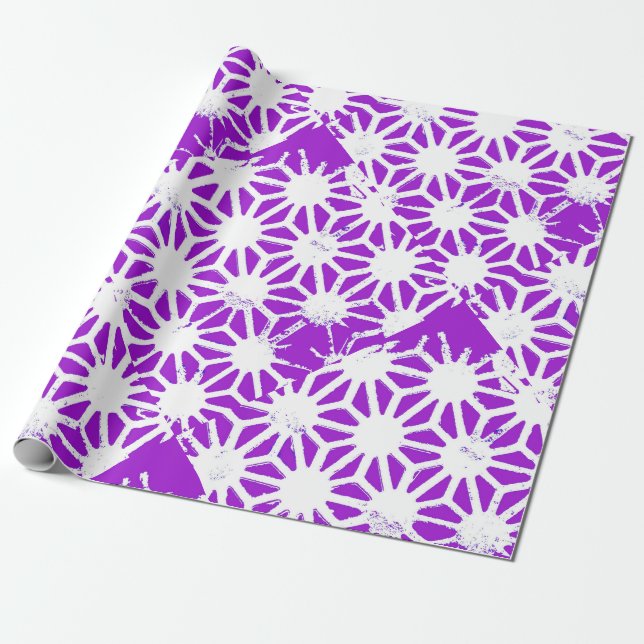 Royal purple geometric pattern wrapping paper (Unrolled)
