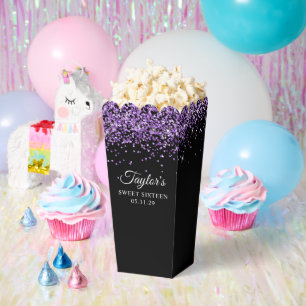 Royal Purple Glitter Black Sweet Sixteen Favour Box