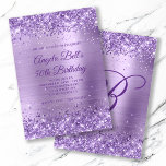 Royal Purple Glitter Brushed Foil 50th Birthday Invitation<br><div class="desc">An elegant monogrammed 50th birthday 5x7 invitation for her. Faux purple glitter with sparkles against a faux brushed metal foil graphic design. The fancy royal purple calligraphy monogram in the centre can be customised. All the shiny and sparkly elements in this modern girly design are digital graphics. You can transfer...</div>