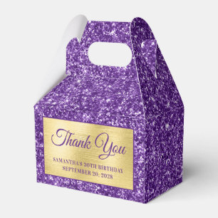Royal Purple Glitter Gold 30th Birthday Thank You Favour Box