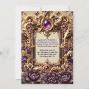 Royal Purple & Gold Baroque Wedding Card