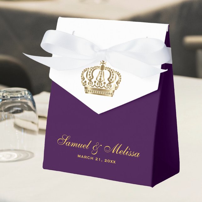 Royal Purple Gold Crown Wedding Favour Box (Creator Uploaded)
